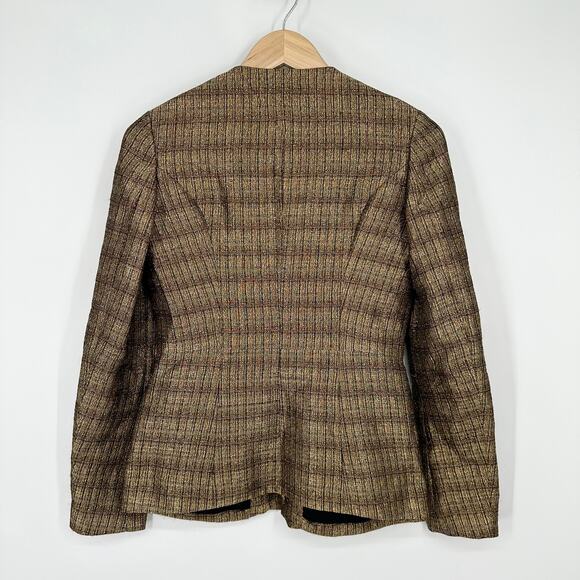 Theyskens’ Theory Jelsor Blazer Plaid Metallic Gold Zip Jacket - Picture 6 of 16